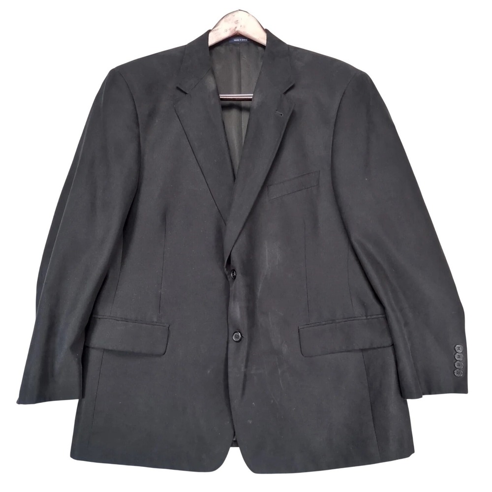Roundtree & Yorke Black Microsuede Sport Coat Jacket Mens 46R Evening Formal Y2K
